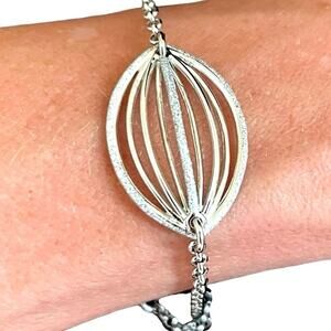 Stroili Sparkly Silver Tone Oval Cage Bracelet